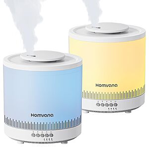 2 Packs Homvana Humidifiers for Bedroom 1.8L, Cool Mist, BPA-Free $18.32 + Free Shipping & More