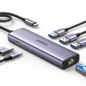 Prime Mebers: UGREEN Revodok 6 in 1 USB C Hub Gigabit Ethernet Adapter w/ 4K HDMI $18 & More + Free Shipping