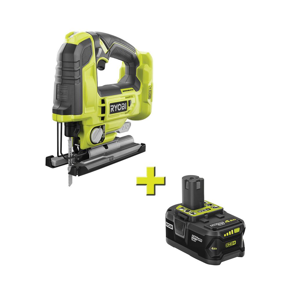 Ryobi 18 Volt One Cordless Brushless Jig Saw With 4 0 Ah Lithium Ion Battery 129