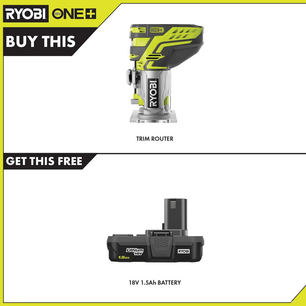 Ryobi 18 Volt One Cordless Fixed Base Trim Route With Free 1 5 Ah Compact Lithium Ion Battery 69