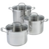 Set of 3 Cuisinart Classic Brushed Stainless Steel Stock Pots w/ Lids $60 + Free Shipping