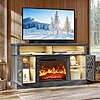 Farmhouse Fireplace TV Stand for 75&amp;quot; TV w/ Adjustable Storage Shelves &amp;amp; LED (Gray) $150, White $160 &amp;amp; More + Free Shipping