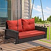YITAHOME 2-Seat Wicker Rattan Hanging Porch Swing w/ Cushions $64.05 + Free Shipping