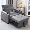 FLEXISPOT XCT2 3-in-1 Sleeper Chair Bed with USB Ports, Adjustable Backrest & Cupholders (Grey)