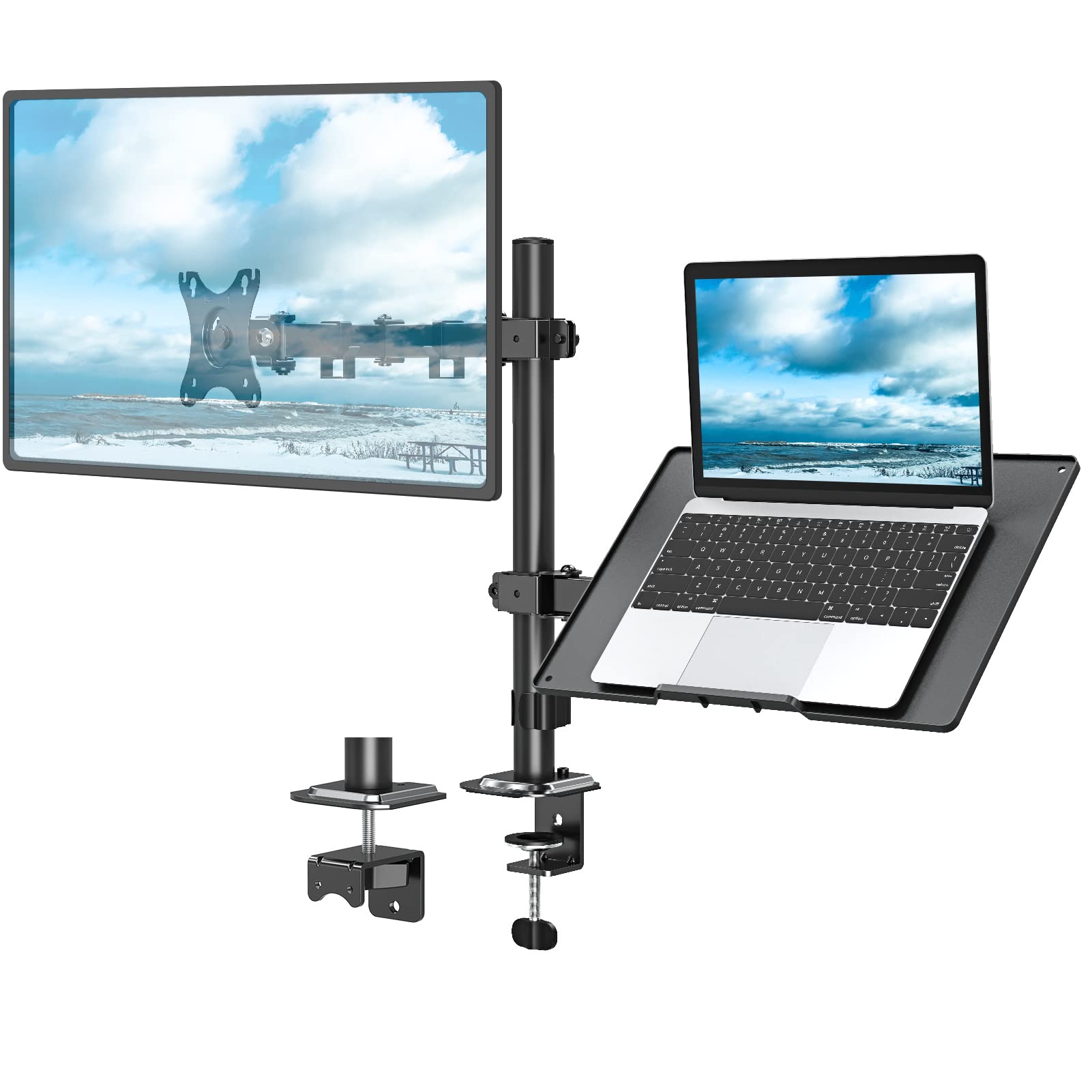 MOUNT PRO Adjustable Monitor Mount (13-32") with Laptop Tray $25 + Free Shipping w/ Prime or $35+ orders