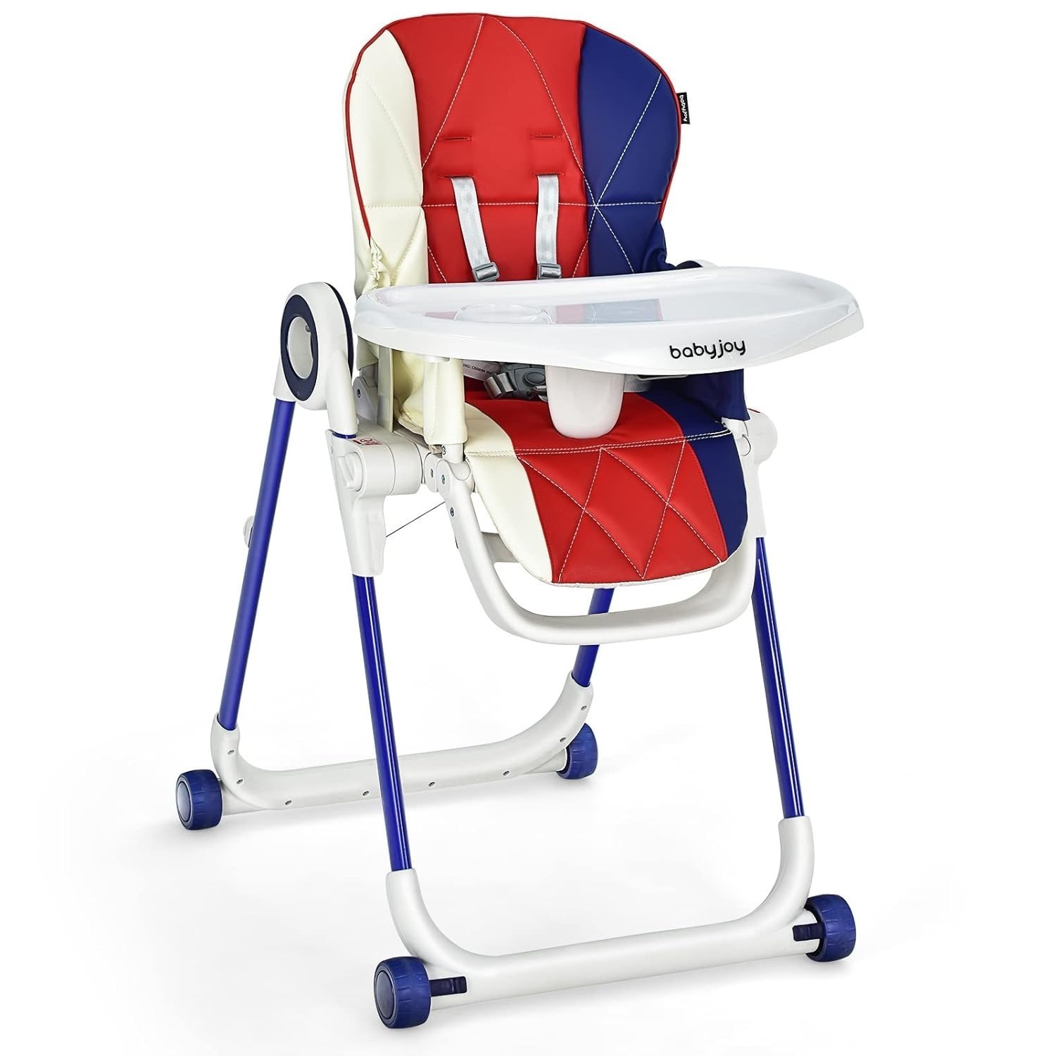 Foldable Baby High Chair w/ Adjustable Backrest, Footrest & Seat Height w/ Lockable Wheels & Removable Trays $60 + Free Shipping
