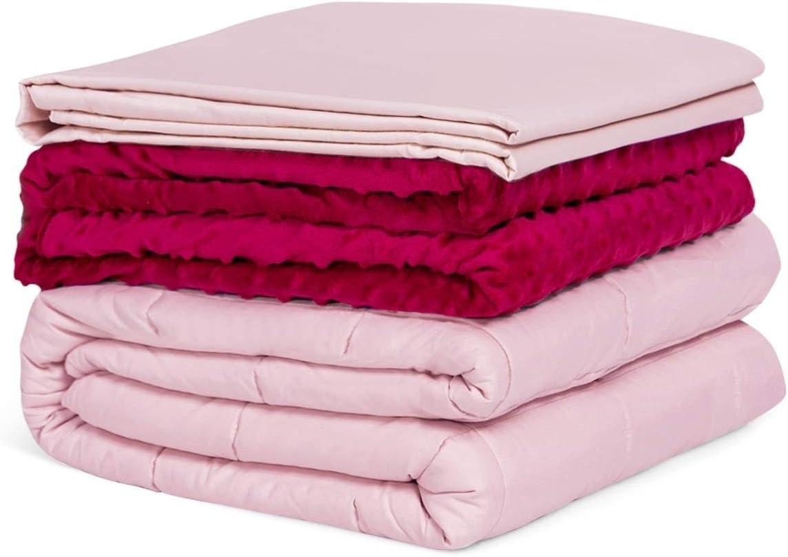 25lb 60" x 80" (Queen) Weighted Blanket w/ 2 Removable Duvet Covers