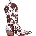 Dingo Women's Leather Cow Print Mid-Calf Boots (Brown or Black) $50 + Free Shipping