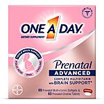 One A Day Prenatal Advanced Complete Multivitamin with Brain Support (120 Ct, 60 Day Supply) from $16.04 w/ S&amp;S + Free Shipping w/ Prime or $35+ orders