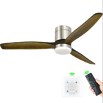 52&quot; Farmhouse Low Profile Flush Mount Wood Ceiling Fan w/ Light, Wall Switch &amp; Remote w/ Timer (Walnut &amp; Silver) $75 + Free Shipping