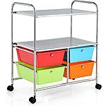 2-Tier Rolling Storage Cart w/ 4 Drawers &amp; 360° Wheels (Various Colors) $39.59 + Free Shipping