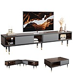 Bestier Mid-Century Modern Convertible TV Stand w/ Sliding Doors (Up to 85&quot; TV, Walnut &amp; Pinewood) $118 + Free Shipping at Walmart