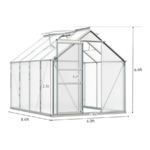 8' x 6' Yitahome Walk-In Polycarbonate Greenhouse w/ Sliding Door & Roof Vents $264 + Free Shipping