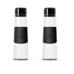 2-Pack 15oz Glass Water Bottles w/ Lids &amp; Leather Sleeves $10 + Free Shipping
