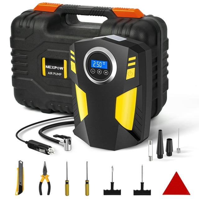 NEXPOW 12V 150PSI Portable Tire Inflator Air Compressor w/ Digital Pressure Gauge, Accessories & Hard Case $22 + Free Shipping w/ Walmart+ or $35+ orders