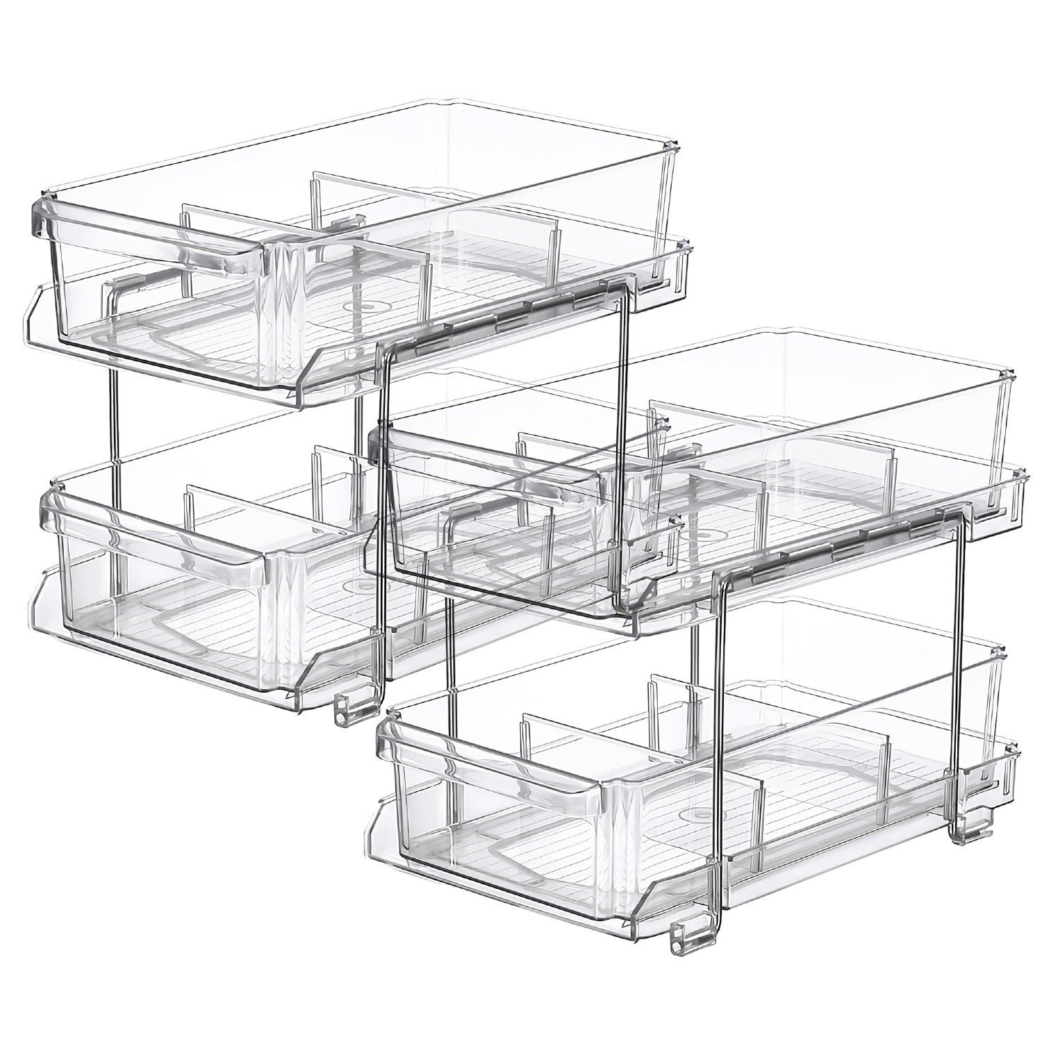 (2-Pack) 2-Tier Clear Storage Organizer Drawers w/ Dividers $12 + Free Shipping w/ Prime or $35+ orders