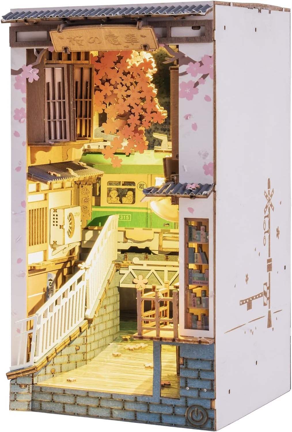 Rowood Book Nook Kit: 3D Wooden Puzzle/Bookshelf Decor w/ LED Light (Sakura Tram) $24.90 + Free Shipping w/ Prime or $35+ orders