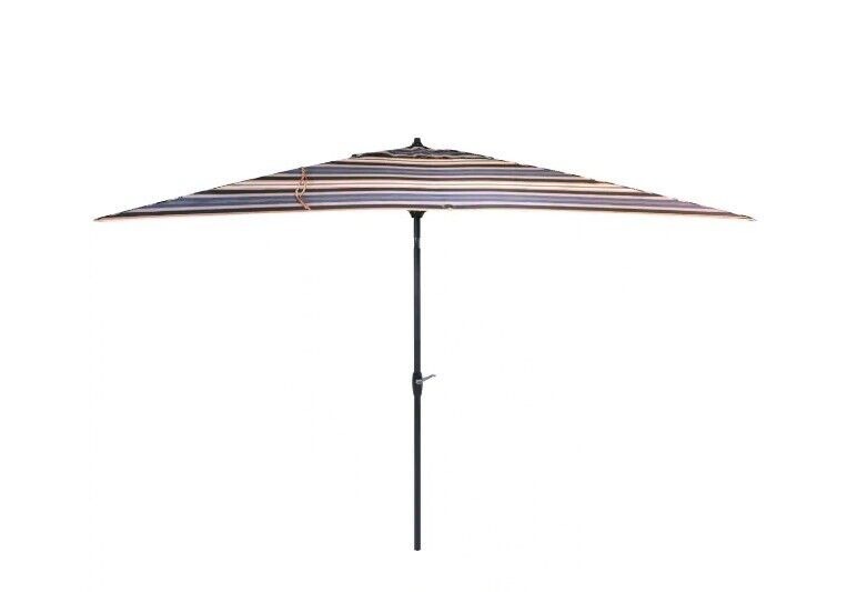 Hampton Bay 10' x 6' Striped Aluminum Patio Umbrella w/ Crank & Auto-Tilt $59 + Free Shipping