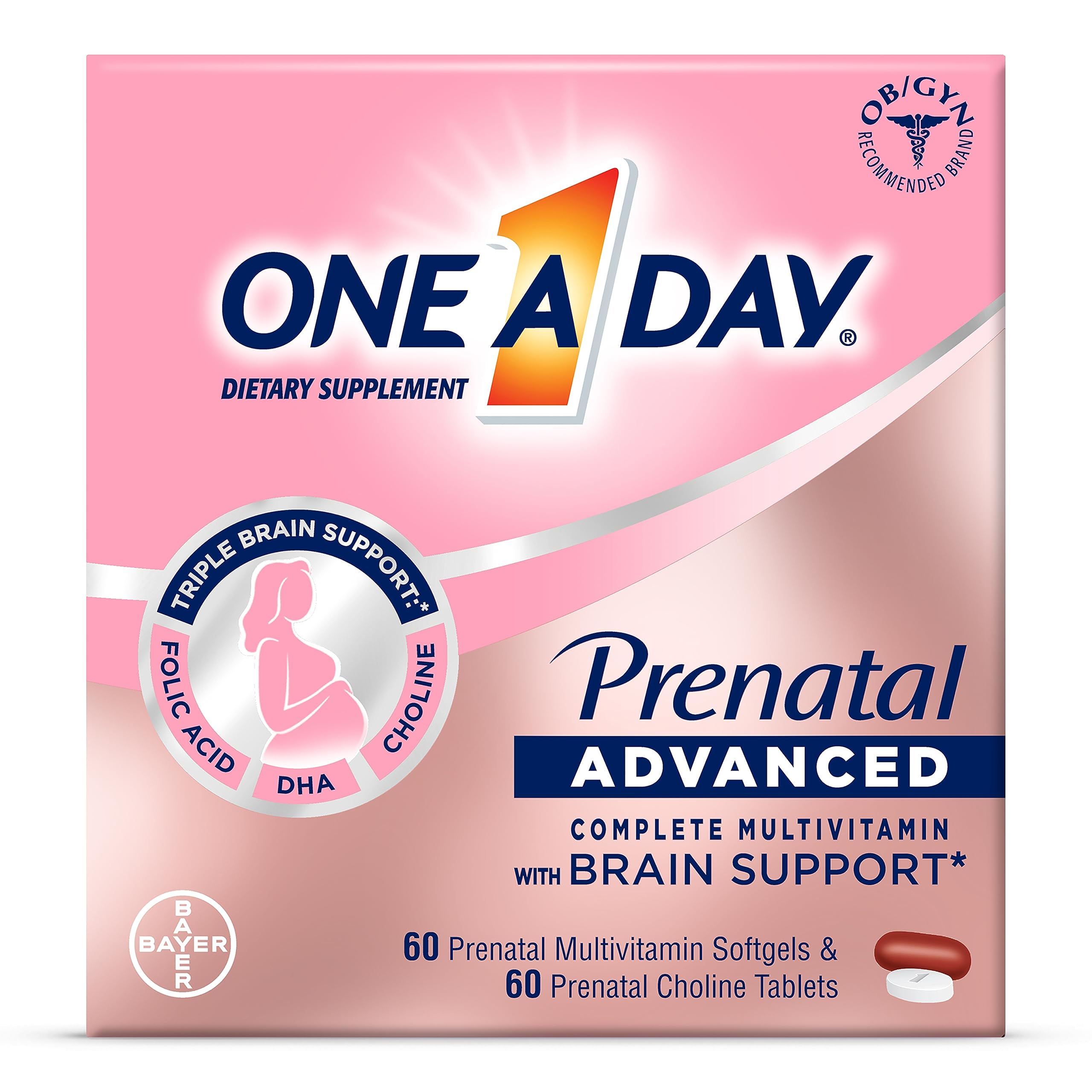 One A Day Prenatal Advanced Complete Multivitamin with Brain Support (120 Ct, 60 Day Supply) from $16.04 w/ S&S + Free Shipping w/ Prime or $35+ orders