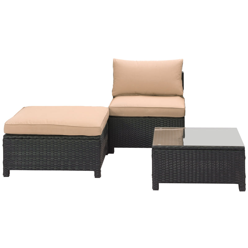 3-Piece Wicker Patio Set w/ Seat, Footrest, Table & Cushions (Various Cushion Colors) $80 + Free Shipping