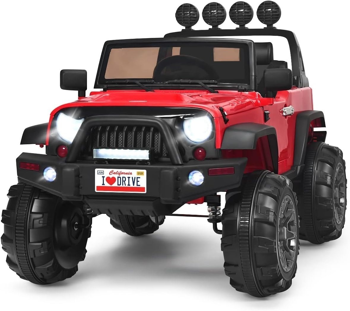 Costzon Kids 12V Ride-On Truck w/ Parent Remote Control Mode, Cargo Storage, LED Lights for Ages 3-7 (Red or Black) $159.79 + Free Shipping