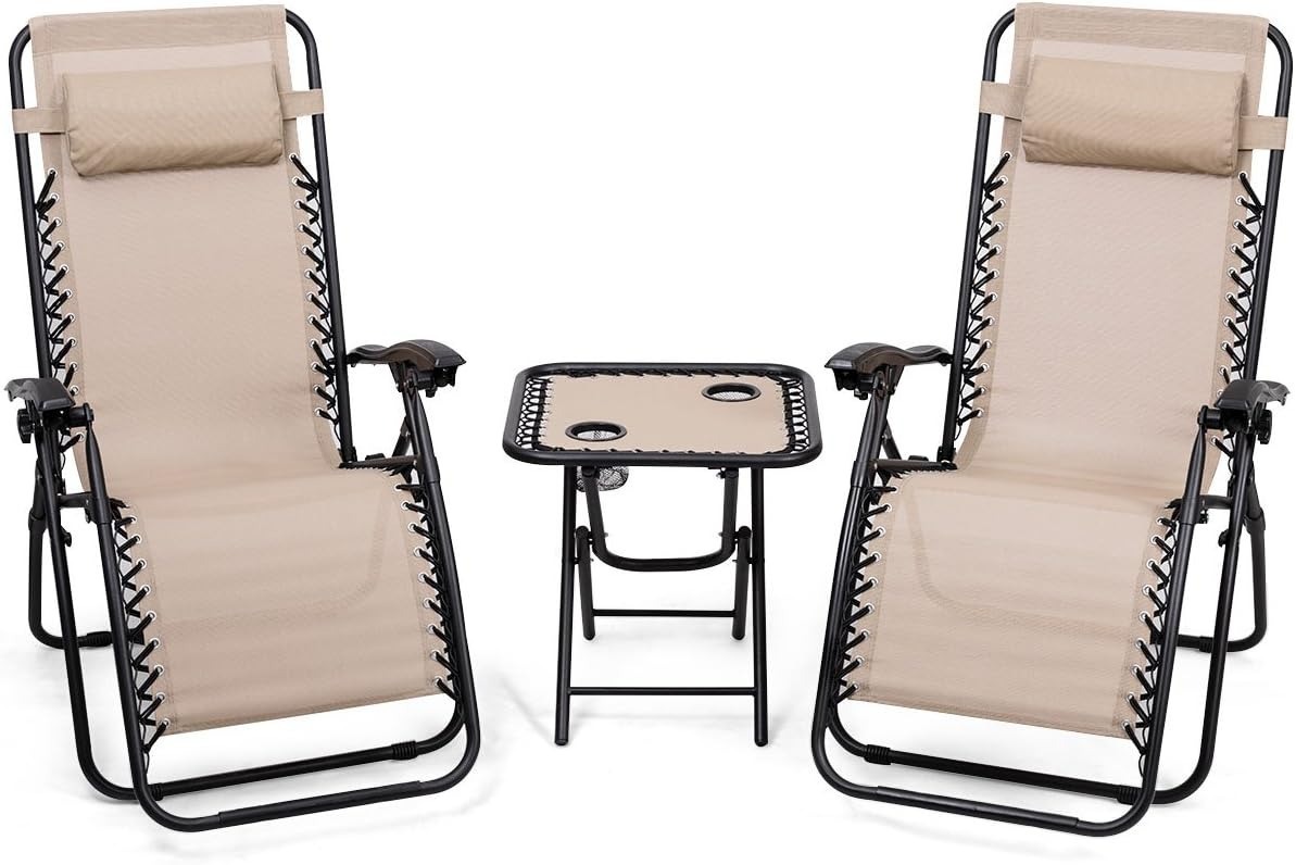 2-Pack Zero Gravity Lounge Chairs & Folding Table w/ Cupholders (Various Colors) from $70.80 + Free Shipping