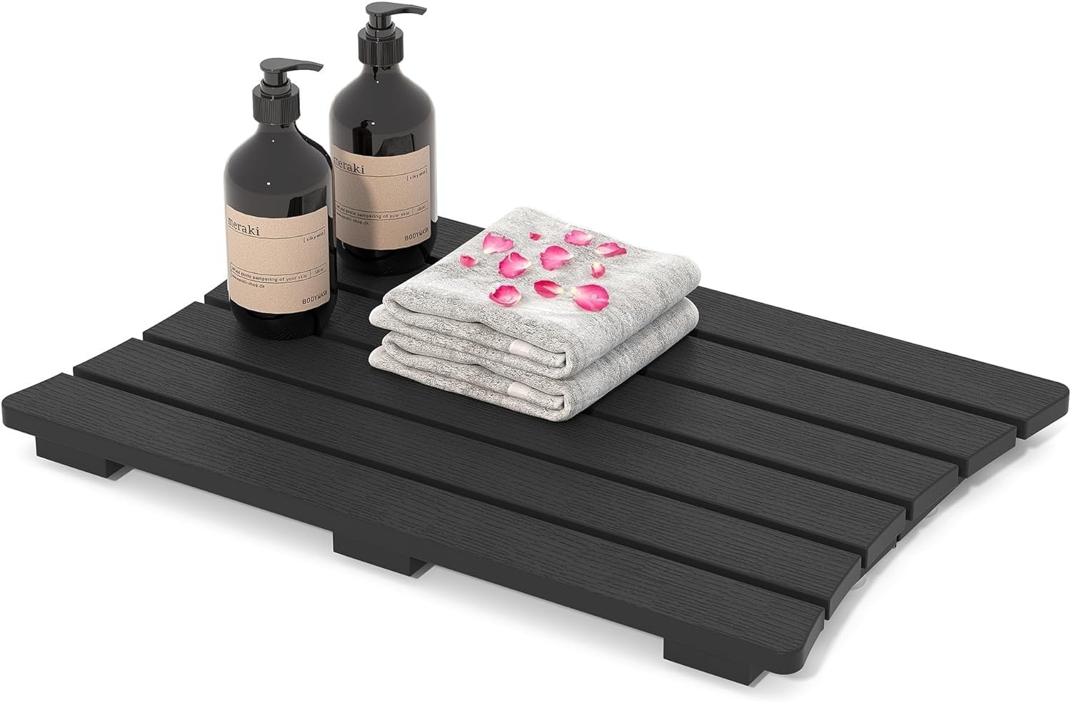 DWVO 22" x 15" Non-Slip Foldable Shower Mat (Teak or Black) $18.30 + Free Shipping w/ Prime or $35+ orders