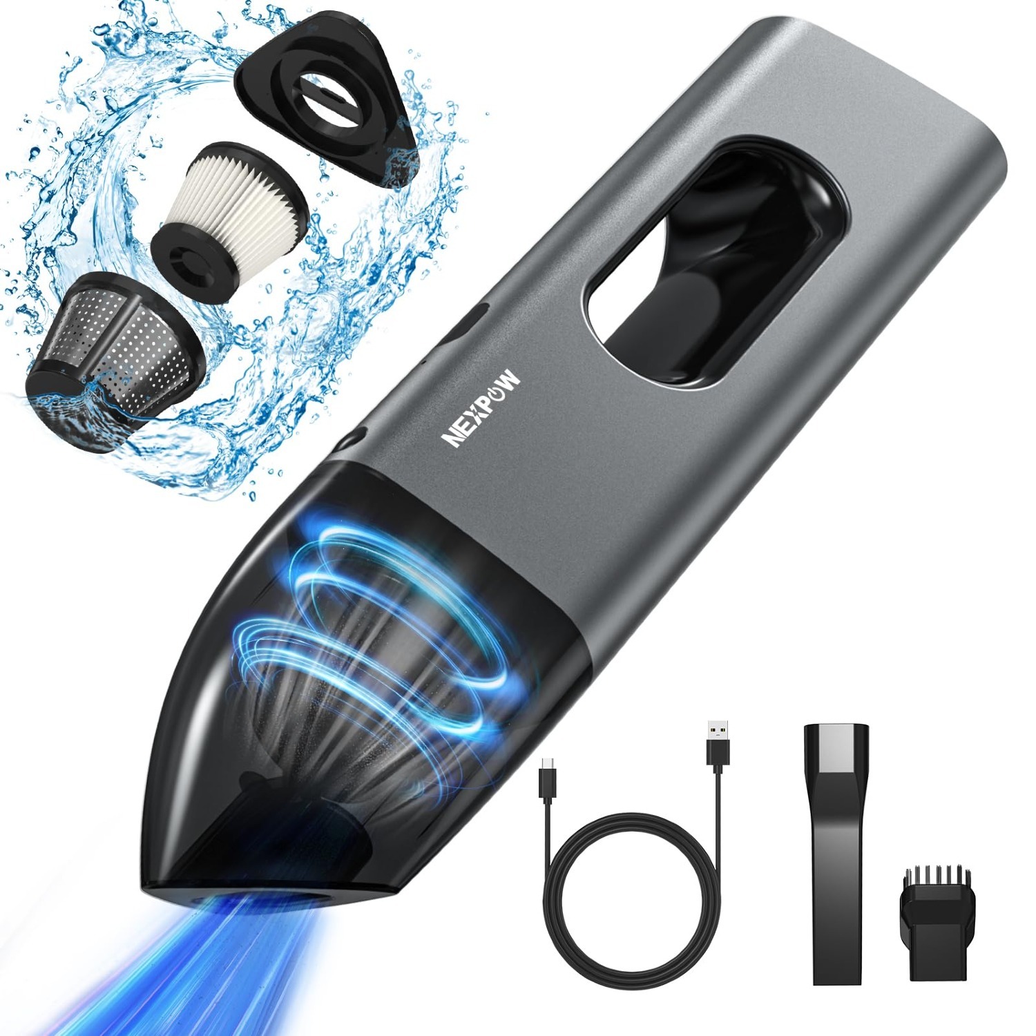 Nexpow Portable Mini Car Hand Vacuum w/ Dual Filters $10 + Free Shipping w/ Walmart+ or $35+ orders