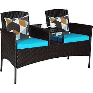 Tangkula 3-Piece Patio Rattan Wicker Conversation Set w/ Cushions & Built-in Coffee Table $  97.81 + Free Shipping