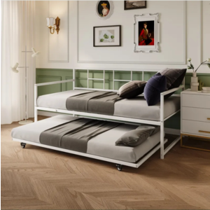 Twin Metal Adjustable Height Daybed w/ Trundle (White or Black) $105 + Free Shipping
