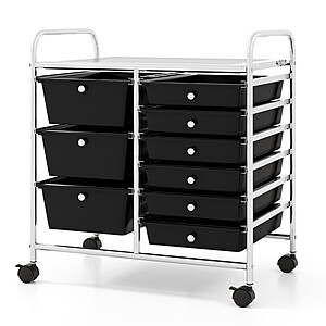 9-Drawer Rolling Storage Cart w/ Metal Frame (Various Colors) $49 + Free Shipping