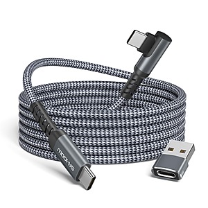 10' Basesailor 100W USB-C to USB-C Right Angle Cable w/ USB-A Adapter (Grey) $6 + Free Shipping w/ Prime or $35+ Orders