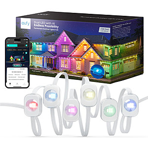 eufy 100' Permanent Outdoor Smart String Lights w/ 60 Dual-LED (RGB or White) $175 + Free Shipping