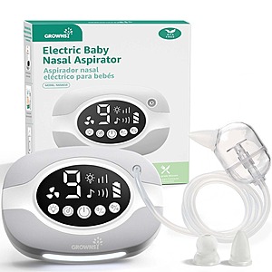 GROWNSY 9-in-1 Baby Electric Hospital-Grade Nasal Aspirator w/ Adjustable Suction & 2 Silicone Tips $15.75 + Free Shipping