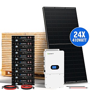 ECO-WORTHY 9840W Solar Kit (24 x 410W Panels, 10kW Growatt Inverter, 8 x 100Ah LP Batteries) $9650 + Free Shipping