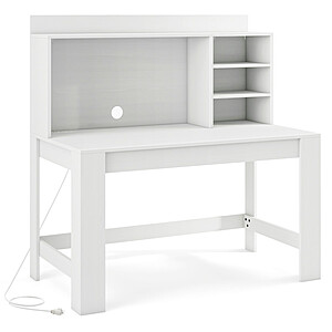 Costway 42.5" x 23.5" Wooden Desk w/ Hutch & Charging Station w/ USB-C (White) $89 + Free Shipping