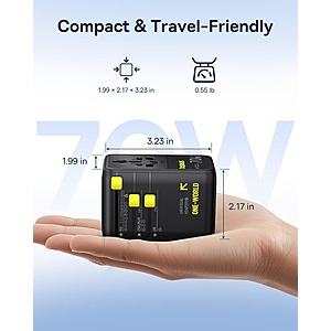 Baseus Enercore CG11 6-in-1 Universal 70W GaN Travel Adapter w/ Retractable Cable .85 + Free Shipping