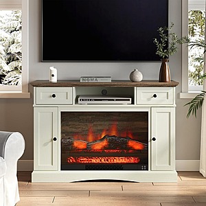 RoyalCraft Fireplace TV Stand for Up to 55" TVs (White/Rustic Oak) $100 & More + Free Shipping