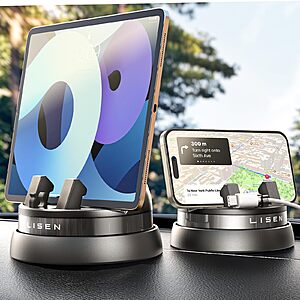LISEN 360° Rotating Dashboard Cell Phone Holder $6 + Free Shipping w/ Prime or on $35+ Orders