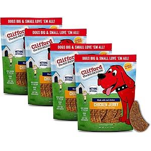 4-Pack 6-Oz Clifford The Big Red Dog Chicken Jerky Dog Treats .05 w/ S&S