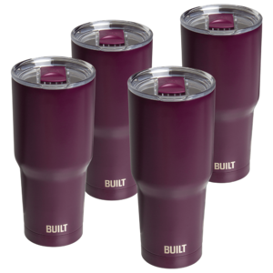 4-Pack 30-Oz BUILT Double Wall Insulated 18/8 SS Tumbler w/ Lid (Grape Wine)  + Free Shipping
