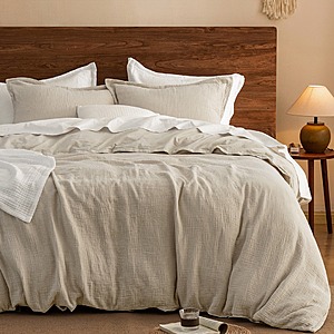 PHF 100% 3-Layer Cotton Muslin Duvet Cover Set (Various Sizes & Colors) from $35 + Free Shipping