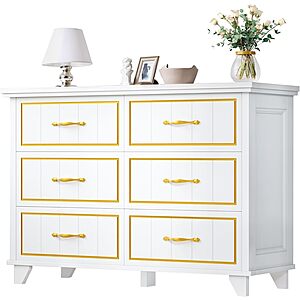 47" x 33" DWVO 6-Drawer Wooden Dresser w/ Built-In Charging Station $111.85 + Free Shipping