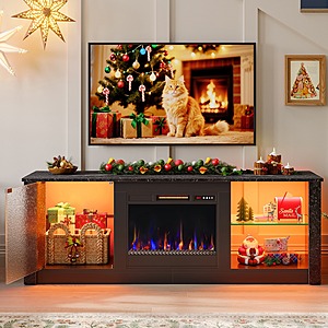 Bestier 63" Electric Fireplace TV Stand (For TVs Up to 70", Black Marble) $124.10 + Free Shipping