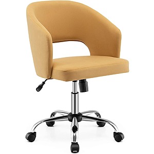Giantex Upholstered Open-Back Swivel Desk Chair w/ Rocking & Adjustable Height (Yellow) $32.50 + Free Shipping