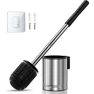 HAMITOR Compact Toilet Bowl Brush Set (Silver) $6 