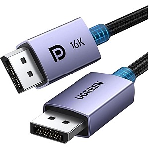 6.6' UGREEN 16K DP2.1 40Gbps DisplayPort Cable $10 & More