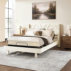 Softa Queen Adjustable Bed Set w/ Upholstered Frame + 10" Hybrid Mattress $384 + Free Shipping
