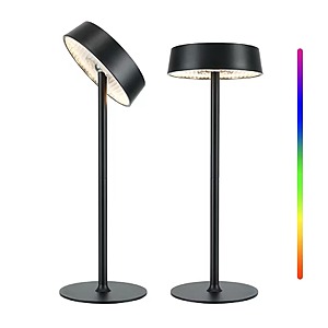 2-Pk EZVALO USB-C Rechargeable Cordless Dimmable RGB Indoor/Outdoor Lamps (Black) $15 