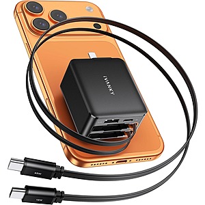 iVANKY 45W Retractable 4-in-1 GaN USB-C Wall Charger w/ Dual USB-C Cables $16 